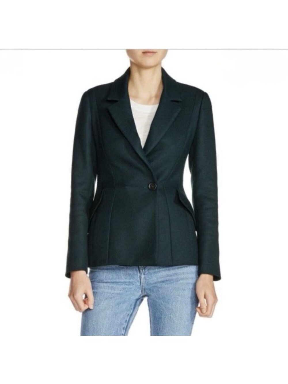 Maje Twill Dark Green Blazer Jacket